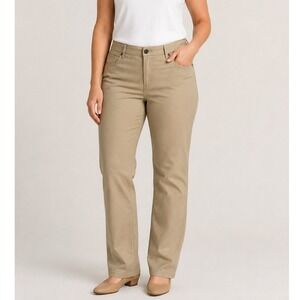 NWT Hybrid & Company Womens Khaki Stretch Straight Leg Pants Tan Size 18